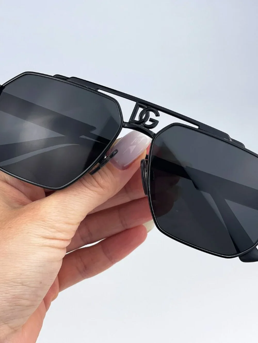 DOLCE & GABBANA DG2294 01/87 BLACK PILOT DARK GREY SUNGLASSES